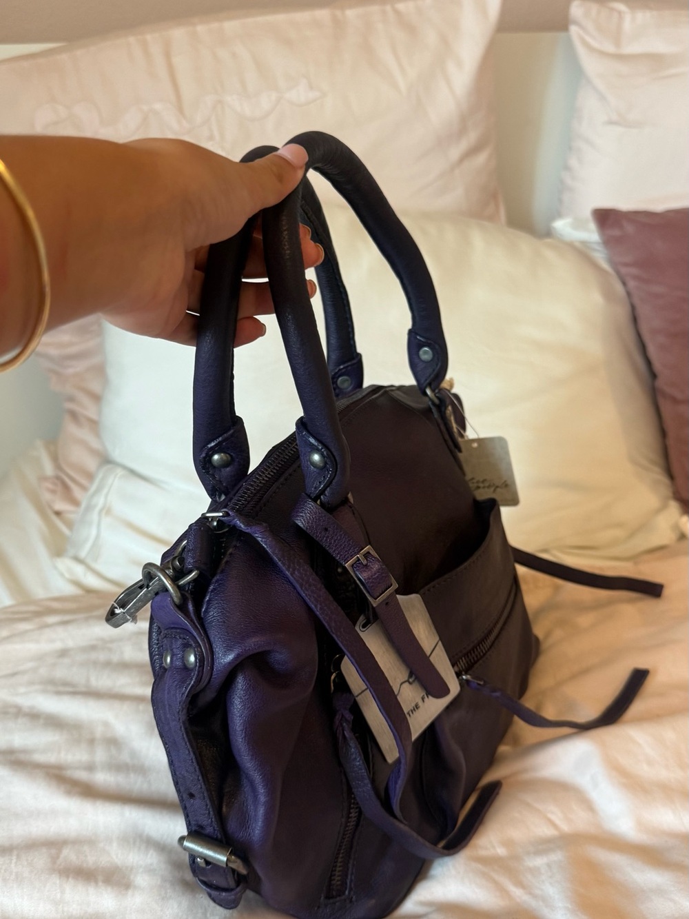 MIDNIGHT ORCHID PURPLE FREE PEOPLE BABY EMERSON BAG NWT - Picture 4 of 11